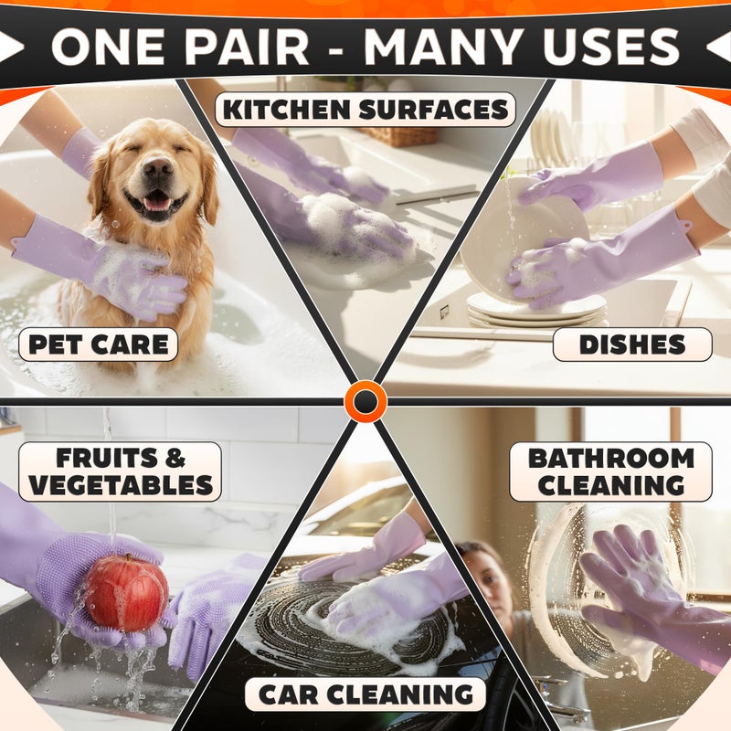 ALPENKOK Silicone Dish Gloves with Scrubbers â€“ Thick Tear-Resistant Dishwashing Gloves â€“ Reusable and Long-Lasting for Multi-Purpose Use, Durable and Strong for Washing Dishes, Kitchen Cleaning & Daily Chores - Image 5